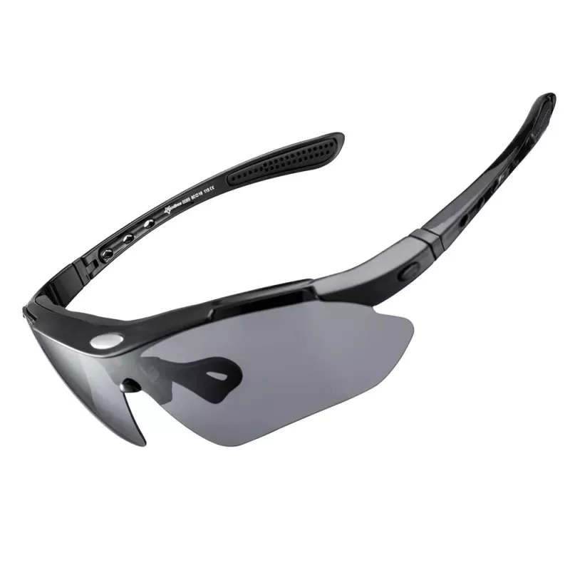 Rockbros 10003 óculos de ciclismo polarizados com 5 lentes intercambiáveis, UV400, armação TR90, preto