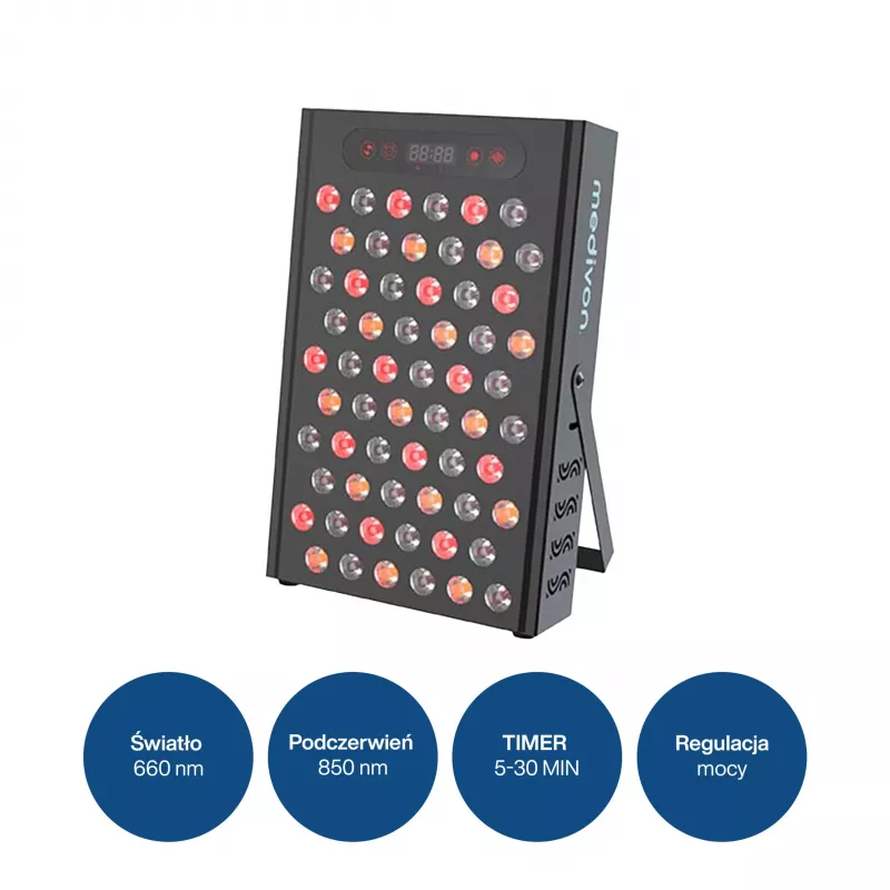 MEDIVON Lumera painel de fototerapia LED, luz vermelha e infravermelha, 120 LEDs, 630–1060 nm