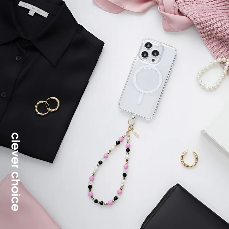Crong Phone Charm - fita para telemóvel com contas elegantes (cordão universal)