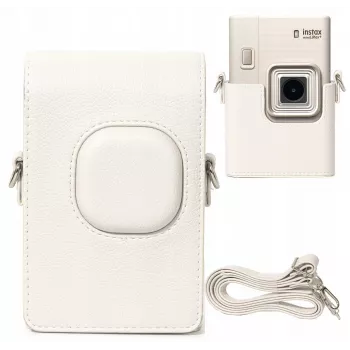 Bolsa de proteção em pele PU cinzenta LOVEINSTANT para Fujifilm Instax Mini LiPlay+ câmara instantânea híbrida com alça de ombro