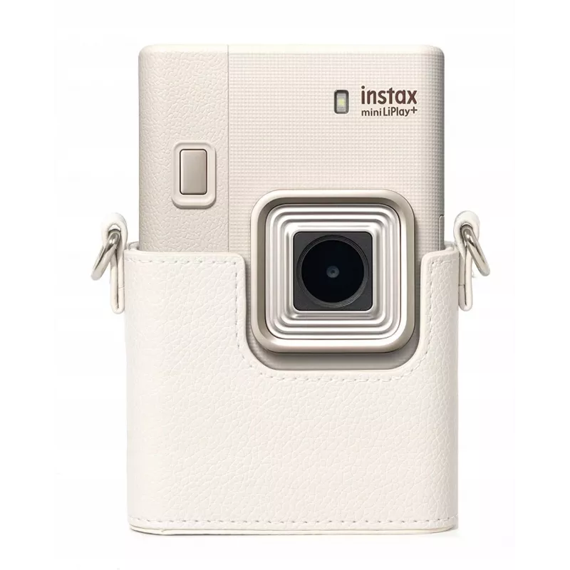 Bolsa de proteção em pele PU cinzenta LOVEINSTANT para Fujifilm Instax Mini LiPlay+ câmara instantânea híbrida com alça de ombro