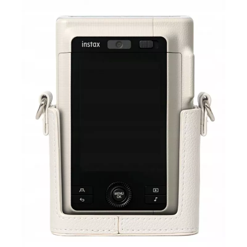Bolsa de proteção em pele PU cinzenta LOVEINSTANT para Fujifilm Instax Mini LiPlay+ câmara instantânea híbrida com alça de ombro