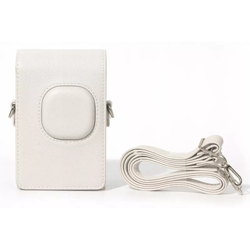 Bolsa de proteção em pele PU cinzenta LOVEINSTANT para Fujifilm Instax Mini LiPlay+ câmara instantânea híbrida com alça de ombro