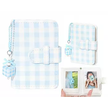 Álbum de fotografias de bolso LOVEINSTANT para 28 fotos Instax Mini e Zink, azul xadrez