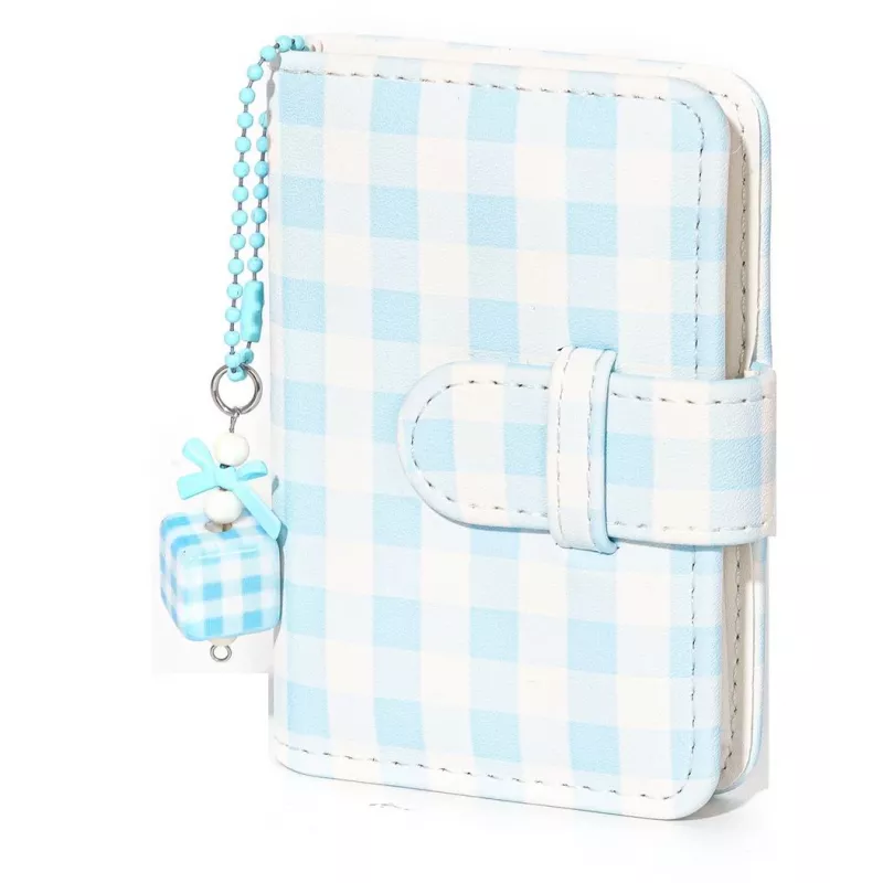 Álbum de fotografias de bolso LOVEINSTANT para 28 fotos Instax Mini e Zink, azul xadrez