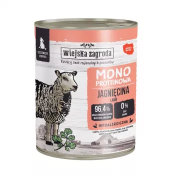 WIEJSKA ZAGRODA Mono Puppy Cordeiro - comida húmida para cães - 800g