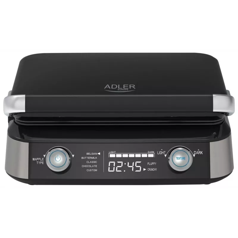 Adler AD 3084 máquina de waffles, 2400 W, preto/prateado
