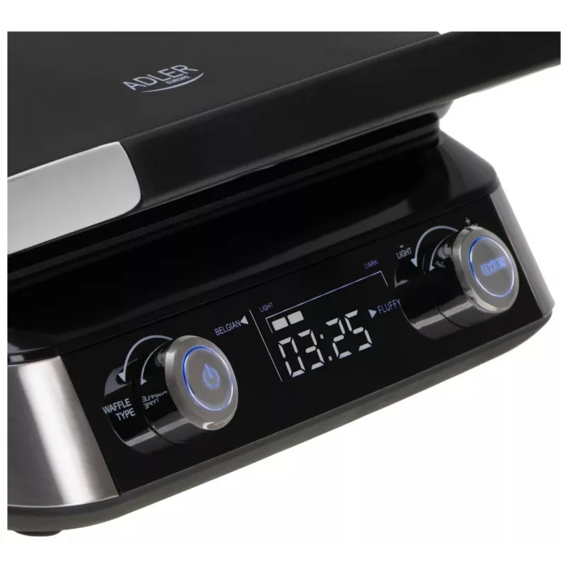 Adler AD 3084 máquina de waffles, 2400 W, preto/prateado
