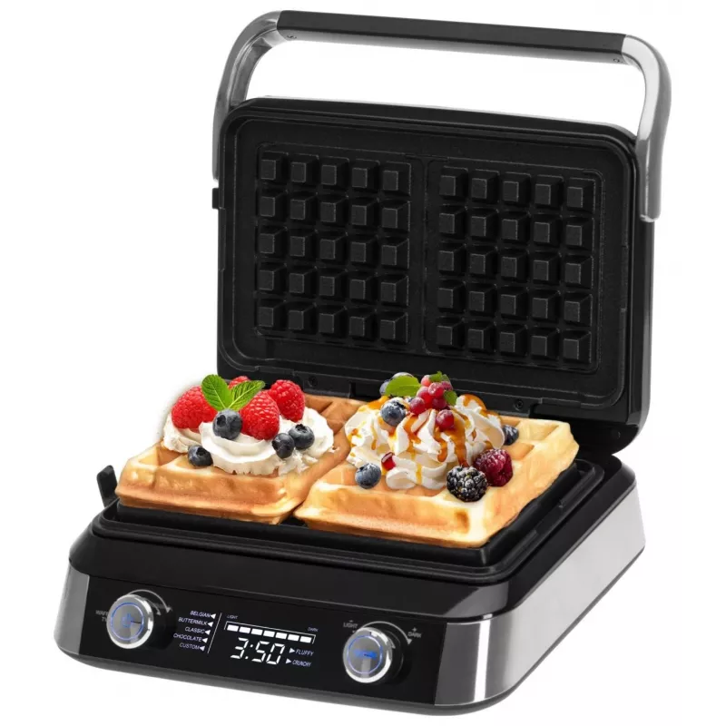 Adler AD 3084 máquina de waffles, 2400 W, preto/prateado