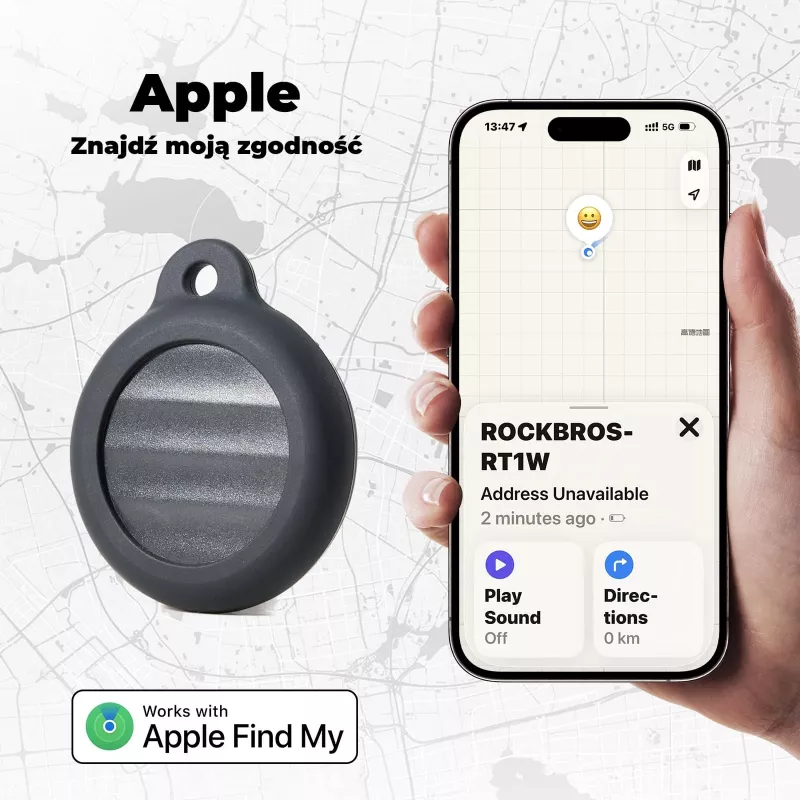 Rastreador Bluetooth ROCKBROS RT1W para Apple Find My - preto