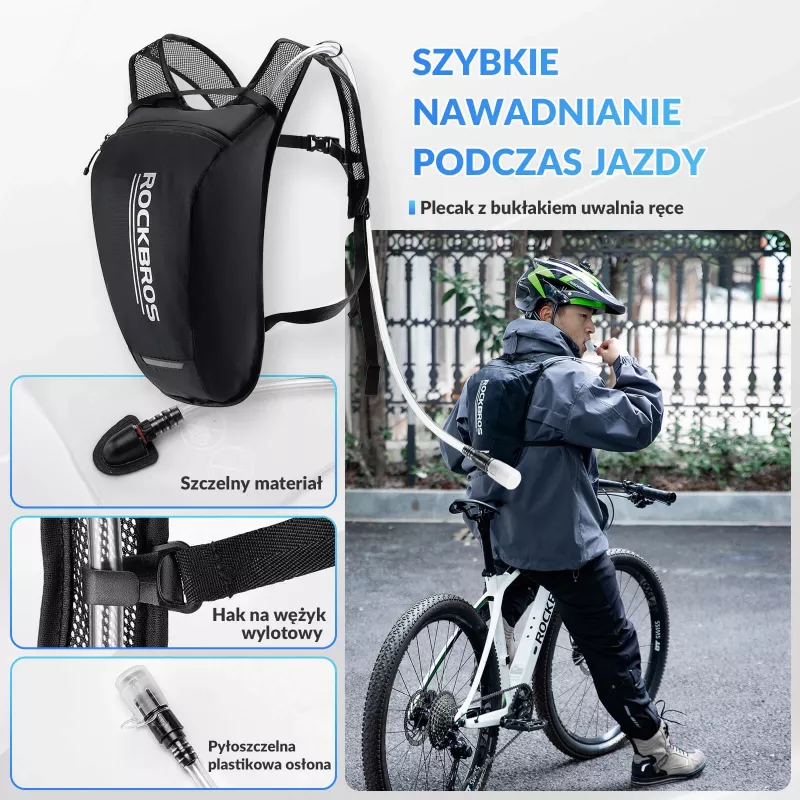 Mochila de hidratação Rockbros H32 com bexiga de 2L - preto
