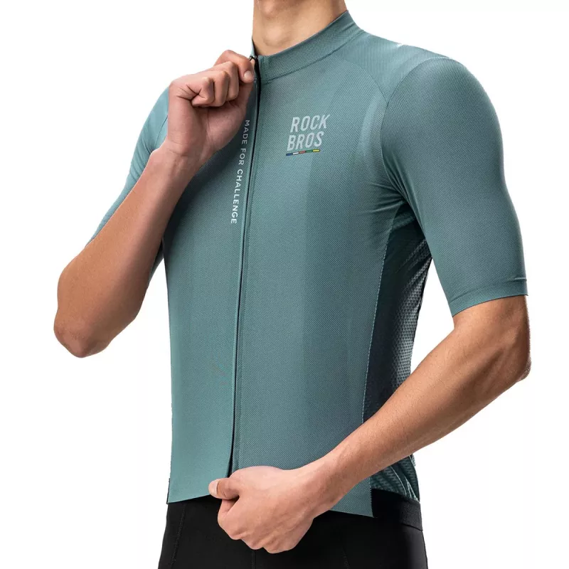 Camisola de ciclismo ROCKBROS Road to Sky para homem de manga curta - cinzento-azul, tamanho S