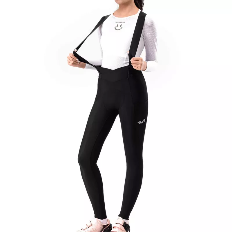 Calças de ciclismo com alças ROCKBROS para mulher YDCK006 TVI com almofada, tamanho S, preto