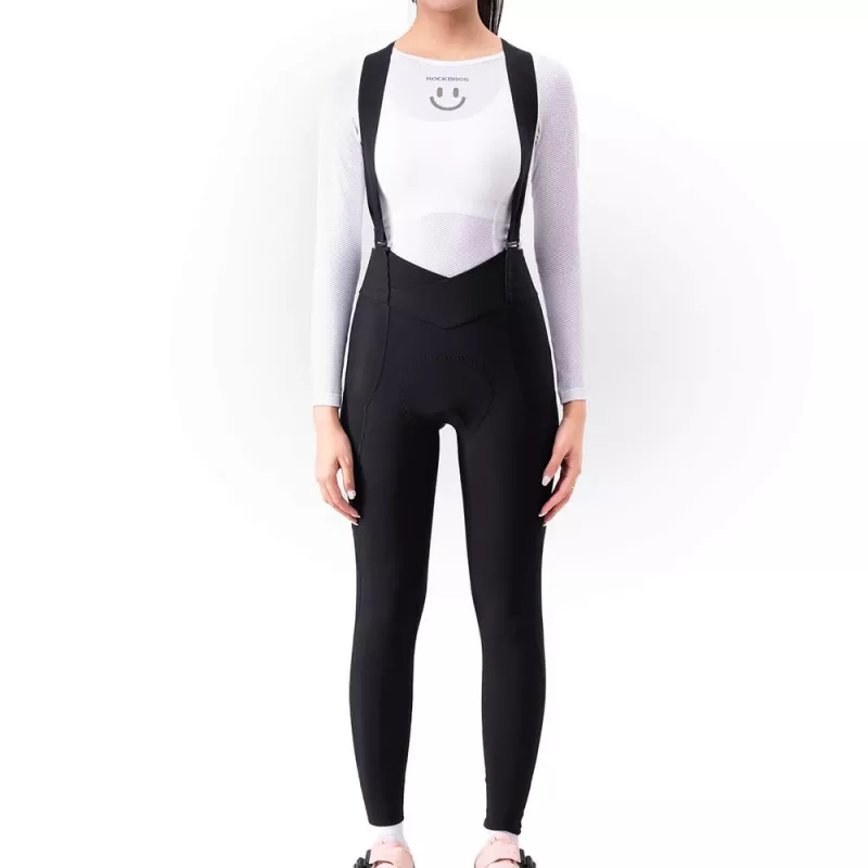 Calças de ciclismo com alças ROCKBROS para mulher YDCK006 TVI com almofada, tamanho S, preto