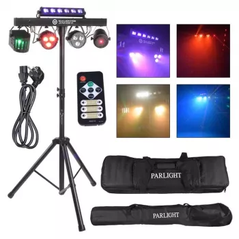 LIGHT4ME BEAM LASER STROBE LED PAR DERBY UV I - luz de palco multiefeitos 4 em 1 com laser vermelho/verde, UV e controlo DMX