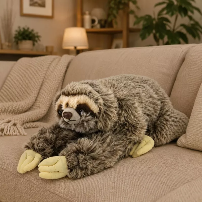 Preguiça realista de peluche LEAN TOYS com patas de velcro 34 cm