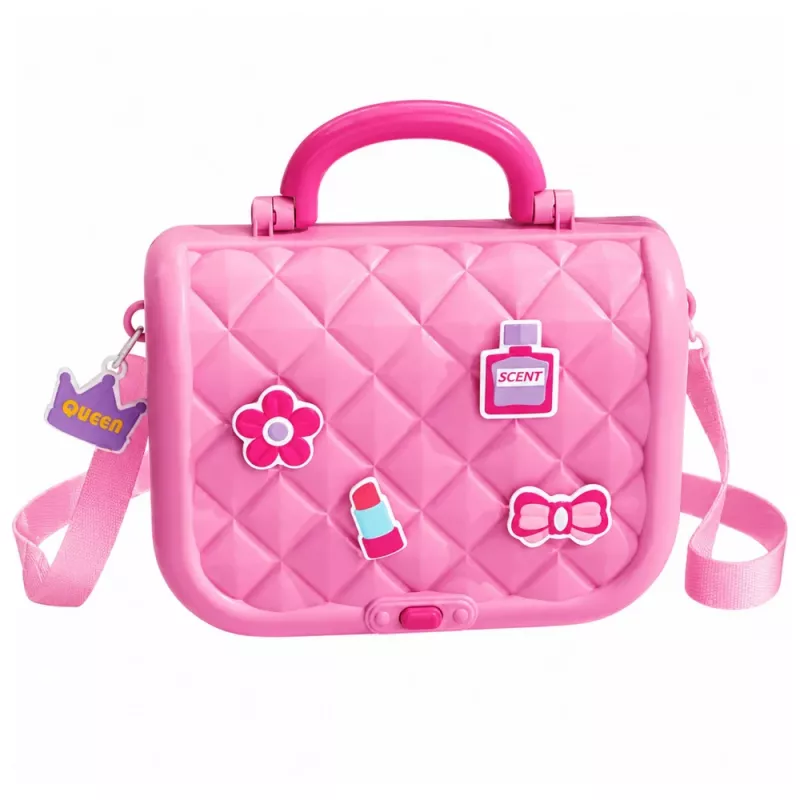 Conjunto de beleza portátil 2 em 1 LEAN TOYS com estojo, espelho, cosméticos e acessórios, rosa