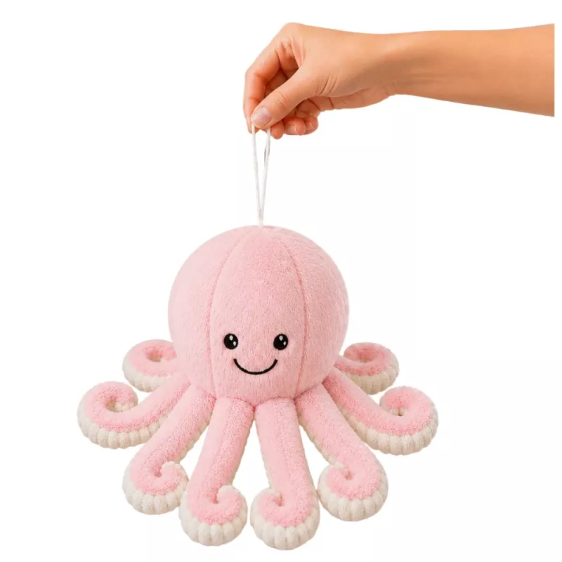 Polvo de peluche LEAN TOYS com ventosa, rosa, 16 cm