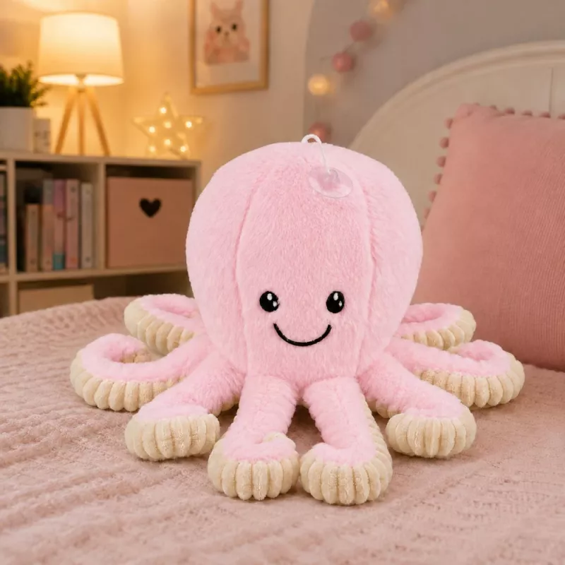 Polvo de peluche LEAN TOYS com ventosa, rosa, 16 cm
