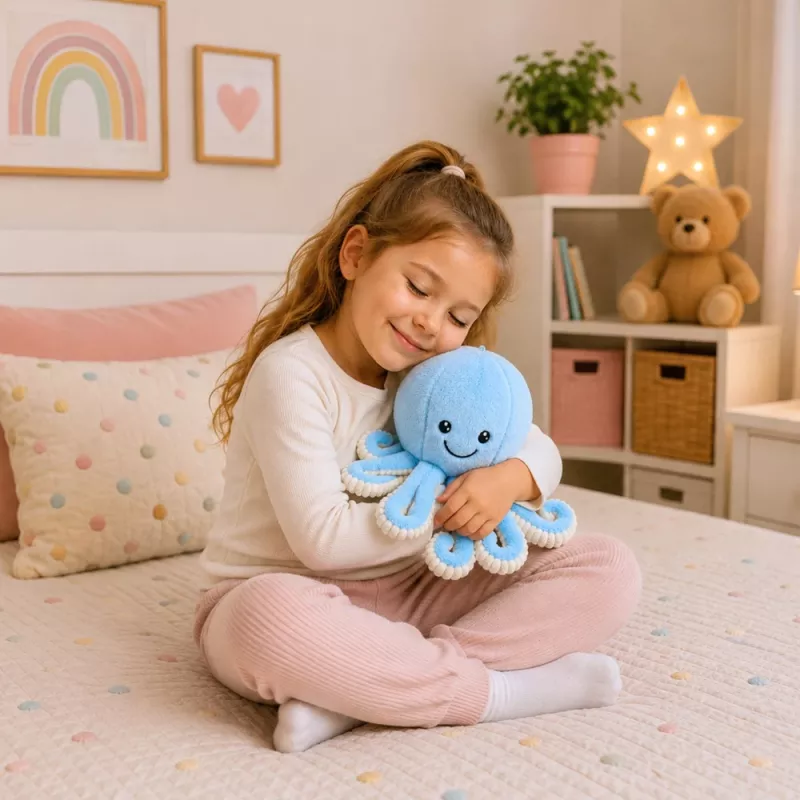 Polvo de peluche LEAN TOYS com tentáculos elásticos azul 30 cm