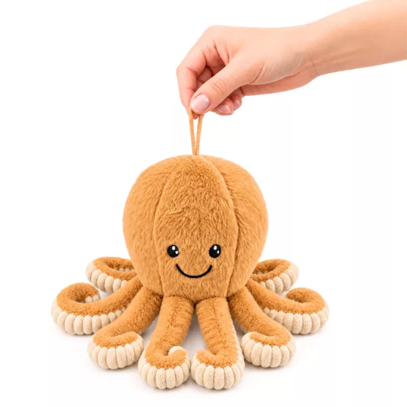 Polvo de peluche LEAN TOYS com tentáculos elásticos bege 30 cm