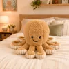 Polvo de peluche LEAN TOYS com tentáculos elásticos bege 30 cm