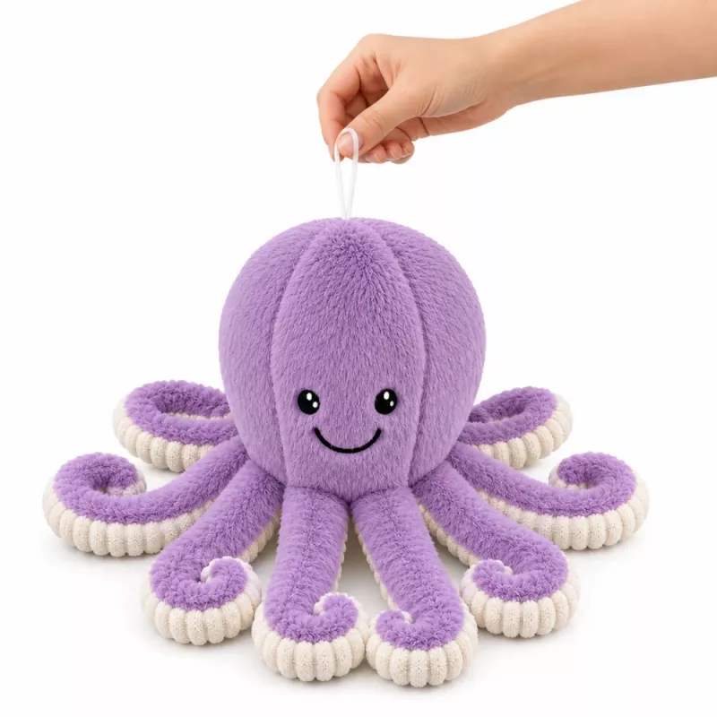 Polvo de peluche LEAN TOYS com tentáculos elásticos roxo 50 cm