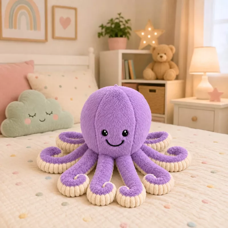 Polvo de peluche LEAN TOYS com tentáculos elásticos roxo 50 cm