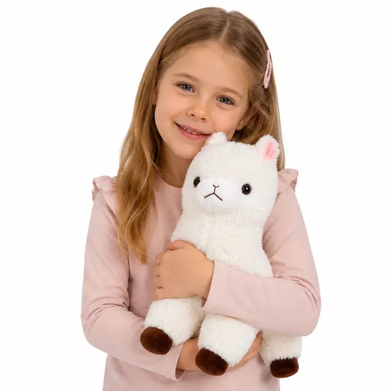 Alpaca lhama de peluche LEAN TOYS pelo macio branco 38 cm
