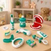 LEAN TOYS Pequeno conjunto de dentista com escova de dentes vibratória, azul, 15 peças