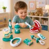 LEAN TOYS Pequeno conjunto de dentista com escova de dentes vibratória, azul, 15 peças