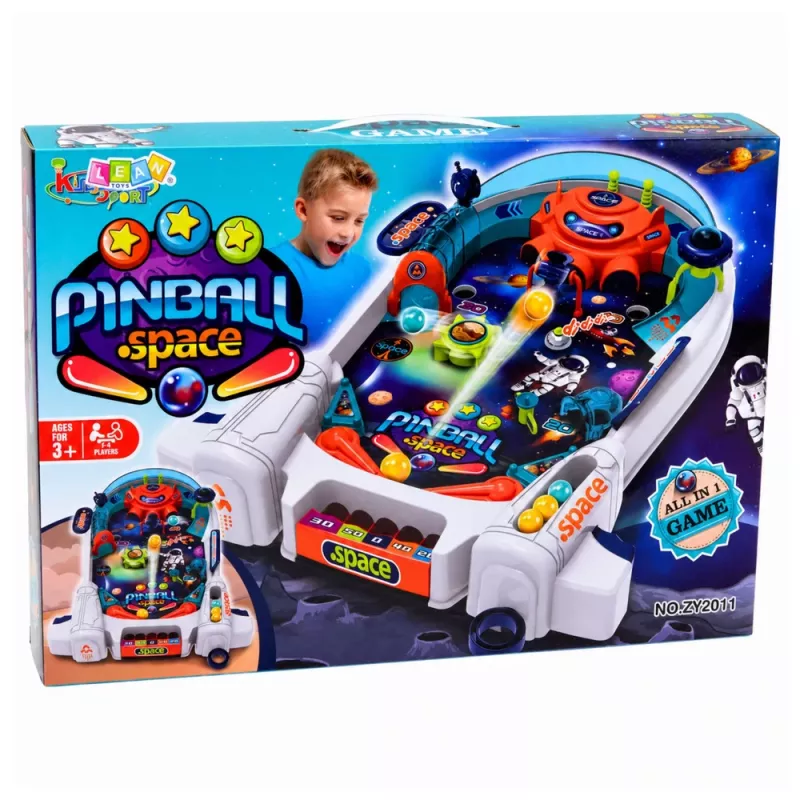 LEAN TOYS Jogo de arcada Space Pinball fliper de espaço obstáculos de foguetes 8 bolas