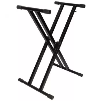 V-TONE DELUXE K1 Suporte de teclado em X com dupla travessa, preto, capacidade de carga 45 kg