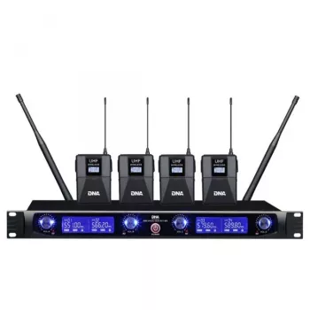 DNA Professional DNA WM4 Sistema de microfone sem fios com 4 emissores de mão UHF conjunto de quatro canais