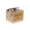 LEAN TOYS Mischief Mealheiro gatinho fofo mealheiro - gato branco com caixa castanha