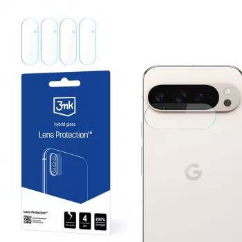 Proteção de objetiva 3mk para Google Pixel 9 Pro XL - Proteção de câmara em vidro temperado, dureza 9H, revestimento oleofóbico, instalação sem bolhas