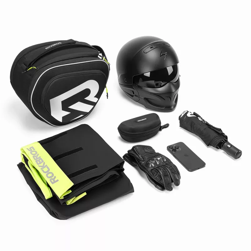 Mochila de depósito para mota ROCKBROS A40-1 12L com fixação magnética e por correias, janela para telemóvel com ecrã tátil, proteção contra chuva, Preto