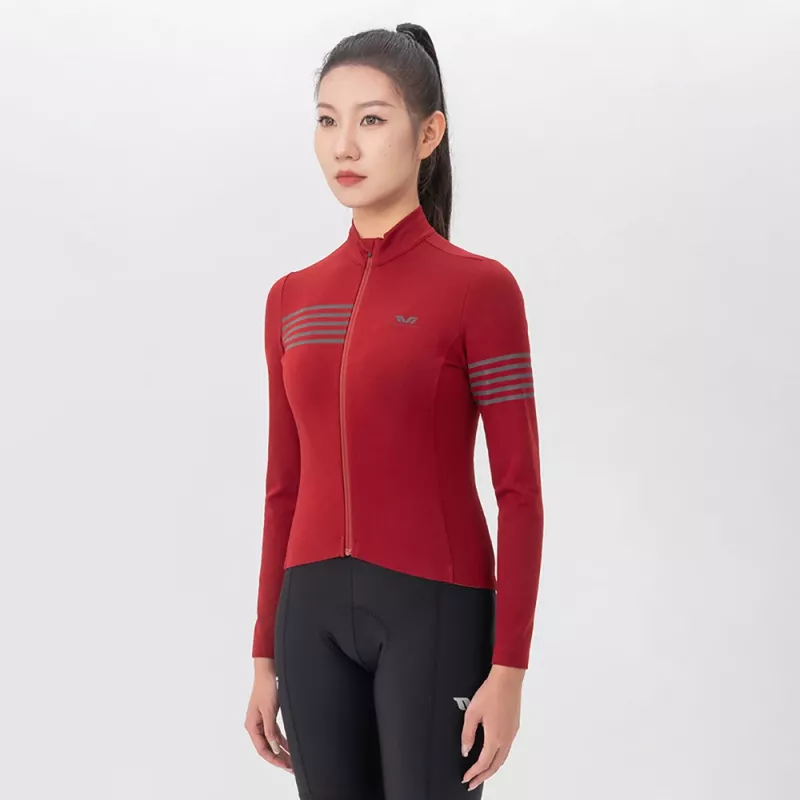 ROCKBROS mulher camisola de ciclismo térmica manga comprida YPW065 vermelho tamanho M