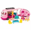 LEAN TOYS conjunto de viagem autocaravana com atrelado mobiliário de bonecas acessórios rosa