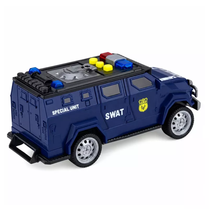 LEAN TOYS SWAT unidade especial carro de polícia escala 1:32 com luzes, sons e ação pull-back - azul-marinho