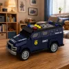 LEAN TOYS SWAT unidade especial carro de polícia escala 1:32 com luzes, sons e ação pull-back - azul-marinho