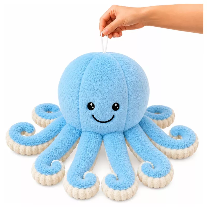 LEAN TOYS polvo de peluche com tentáculos elásticos azul 50 cm