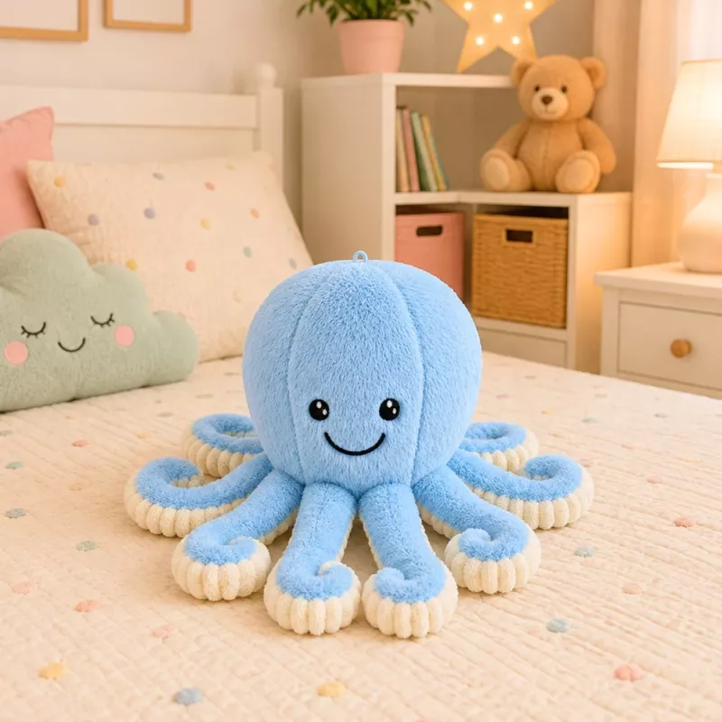 LEAN TOYS polvo de peluche com tentáculos elásticos azul 50 cm