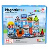 LEAN TOYS blocos magnéticos base de polícia veículos polícia 44 peças