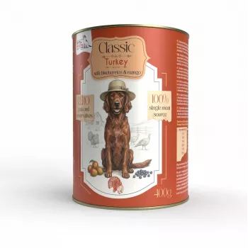Syta Micha comida húmida sem cereais para cães com peru, mirtilos e manga - lata 400g