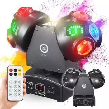 LIGHT4ME SID3 Luz de efeitos múltiplos moving head 4-em-1 com LED RGBW, laser RGB, UV e strobe
