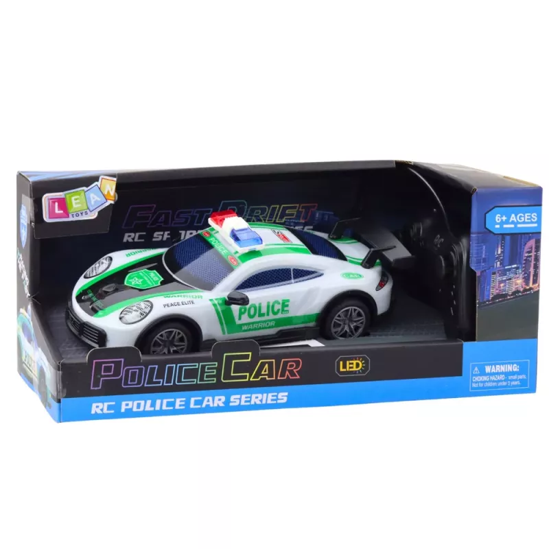 LEAN TOYS carro desportivo de polícia RC Drift com luzes LED 1:22