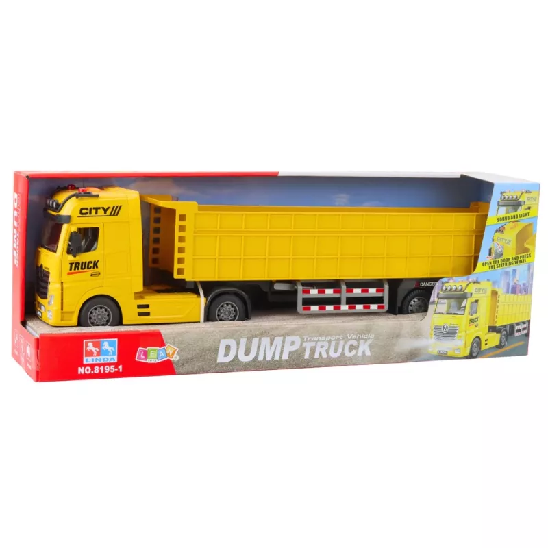 LEAN TOYS camião de transporte com atrelado elevatório, luz e som, Amarelo