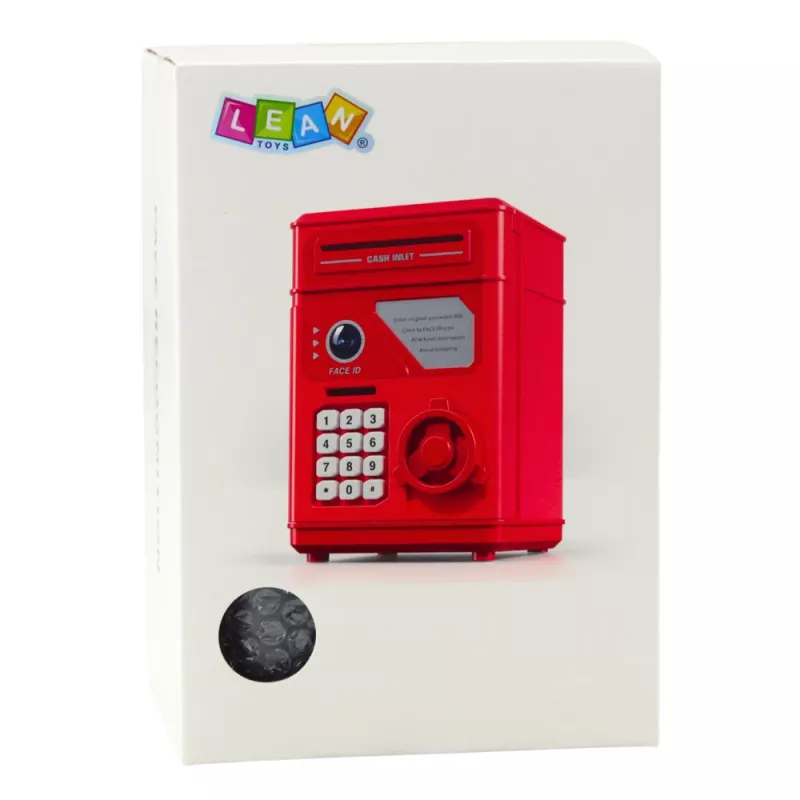 LEAN TOYS cofre eletrónico mealheiro ATM com PIN para crianças, Cinzento