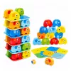 LEAN TOYS torre de elefantes jogo de destreza elefantes em equilíbrio com cartas coloridas 46 peças
